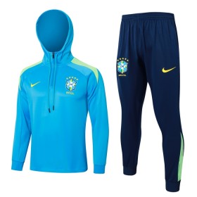 Tréninkový Mikina Brazílie Hoodie Čtvrt Zip Modrá 2024-25 - Dětské